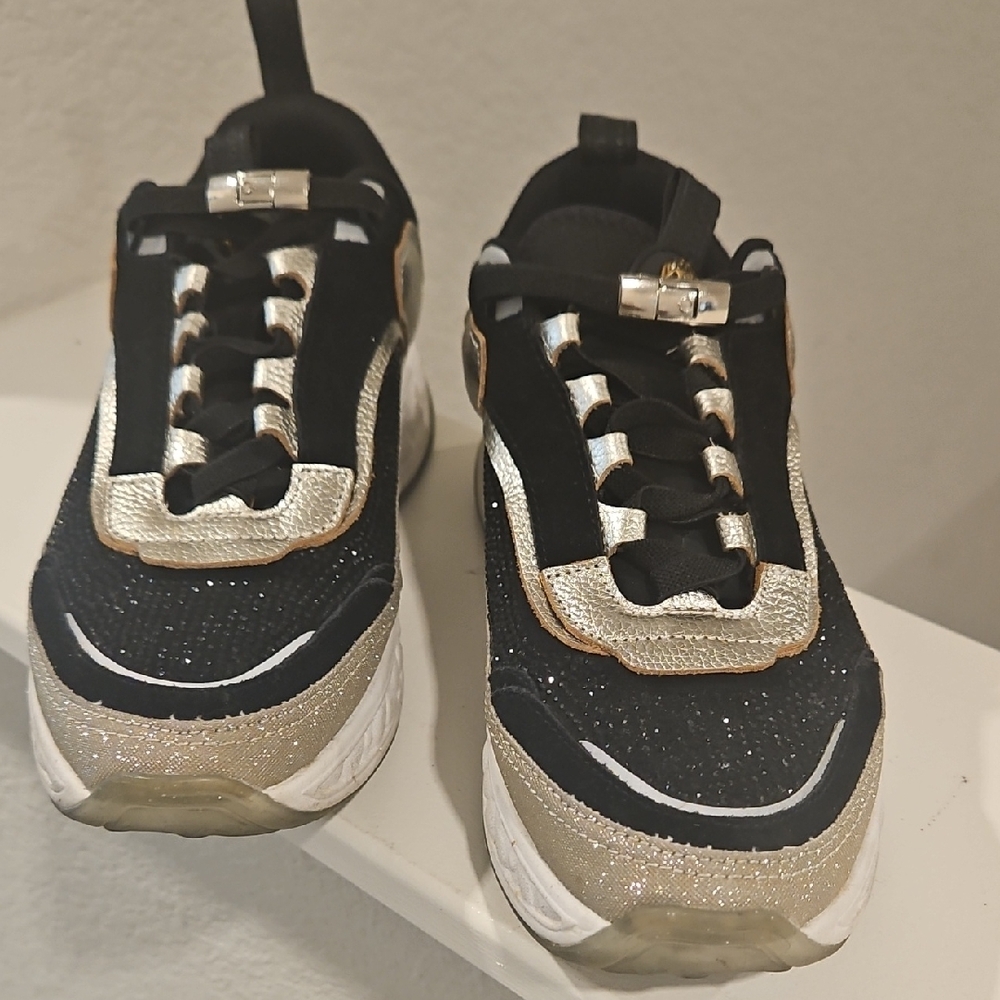 Kurt Geiger Black and Gold Sneakers